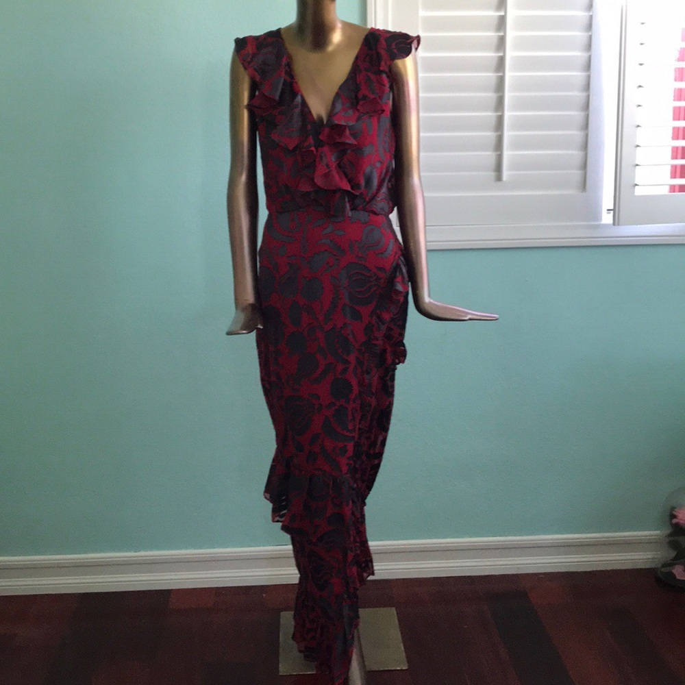 SALONI red and black dress